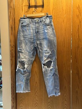 KanCan Light Blue Distressed Slim Straight Jeans